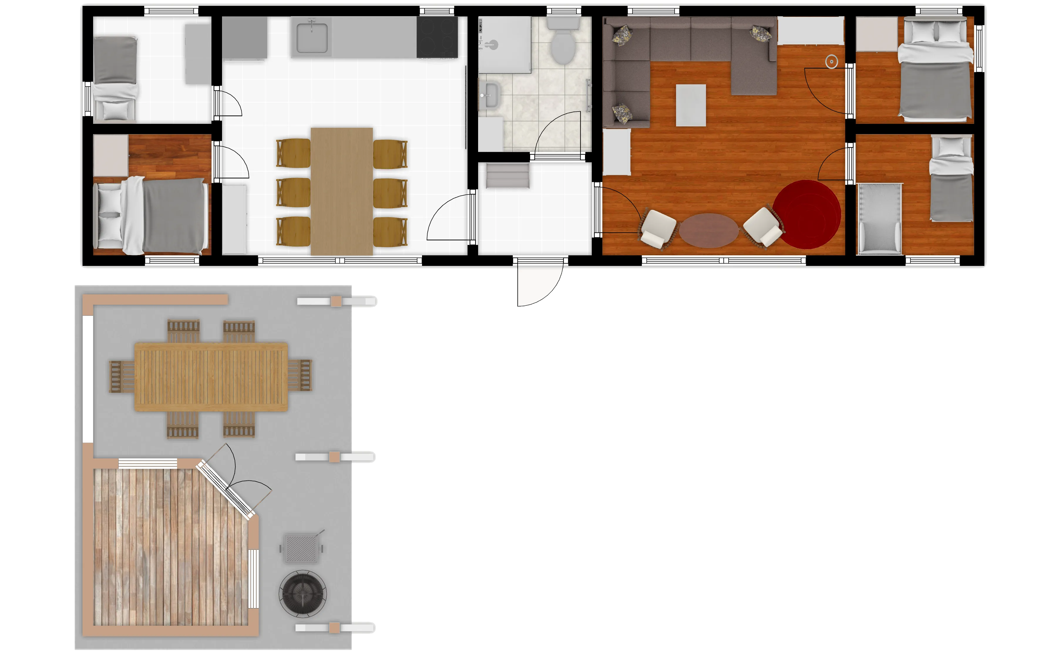 Grundriss des Ferienbungalows